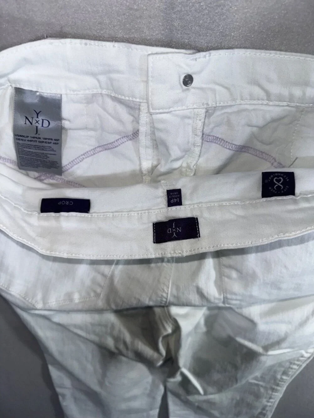 NYDJ Jeans Sz 14P Womens Lift Tuck Optic White Crop Ankle Stretch Denim